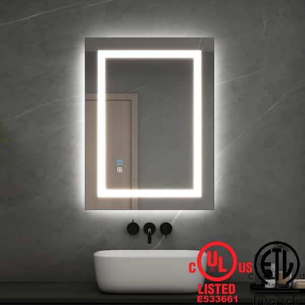 TOOLKISS 32 in. W x 24 in. H Large Rectangular Frameless LED Light Anti-Fog Wall Bathroom Vanity Mirror
