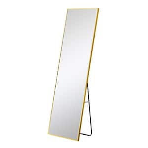 63 in. W x 20 in. H Rectangular Glass Framed Wall Bathroom Vanity Mirror in Gold