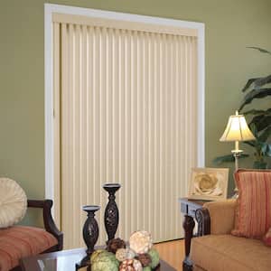 Khaki Cordless Room Darkening Textured Vertical Blinds for Sliding Doors Kit with 3.5 in. Slats - 78 in. W x 84in. L