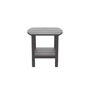 15.55 in. W x 18.7 in. D x 18.11 in. H HDPE Side Table, Porch Table, Patio Table For Outdoor and Pool, Gray