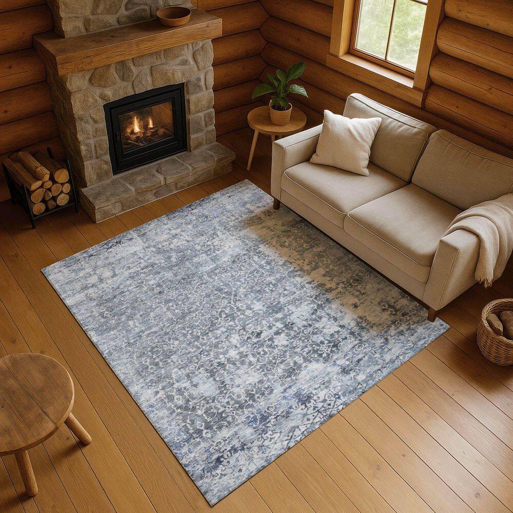 Mayfield Premium Machine Washable Abstract AMF1752 Denim 3 ft. x 5 ft. Area Rug price history on PriceWatchPro