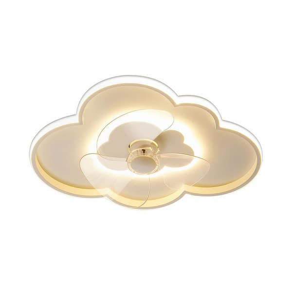 TOZING 19.6 in. Integrated LED Indoor Modern White 6-Speed Low Profile Flush Mount Ceiling Fan Light with Remote for Bedroom