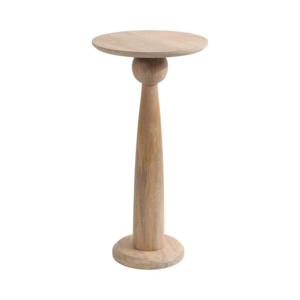Jakob 12 in. Natural Round Solid Wood End Table