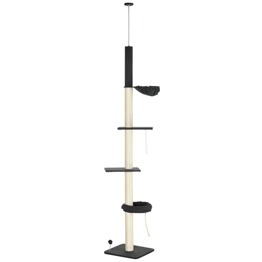 Adjustable Black and Cream Sisal 5-Tier Cat Climbing Tower