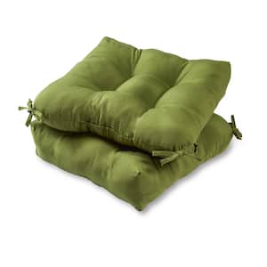 Solid Summerside Green Square Tufted Outdoor Seat Cushion (2-Pack)