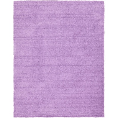 Unique Loom Solid Shag Lilac 2 ft. x 3 ft. Area Rug 3127942