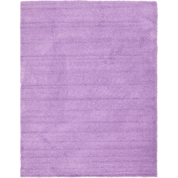 Unique Loom Solid Shag Lilac 10 ft. x 13 ft. Area Rug