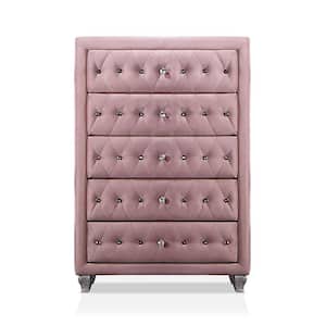 Nesika 5-Drawer Pink Chest of Drawers and Care Kit (49 in. H x 34.5 in. W x 17.5 in. D)