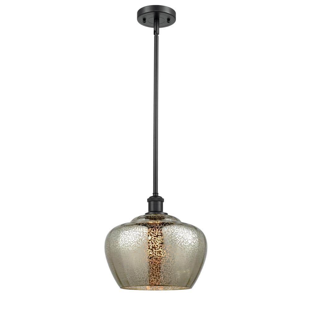 Innovations Fenton 1 Light Matte Black Shaded Pendant Light With Mercury Glass Shade 516 1s Bk