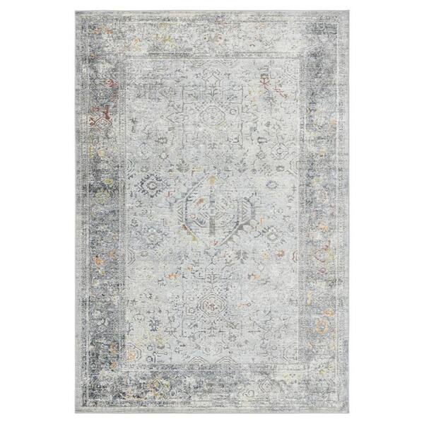 Medallion 3' x 8' Gray Silver and Rust Washable Area Rug Runner Rug