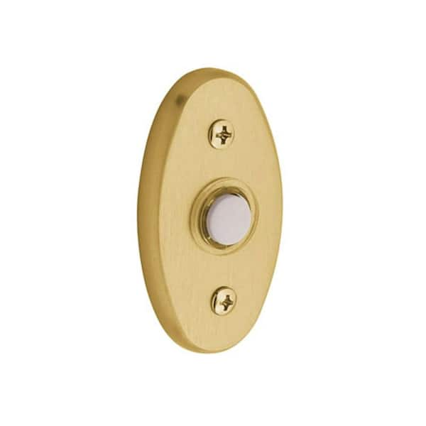 Baldwin 3 in. Oval Wired Lighted Push Button Doorbell - Lifetime Polished Brass