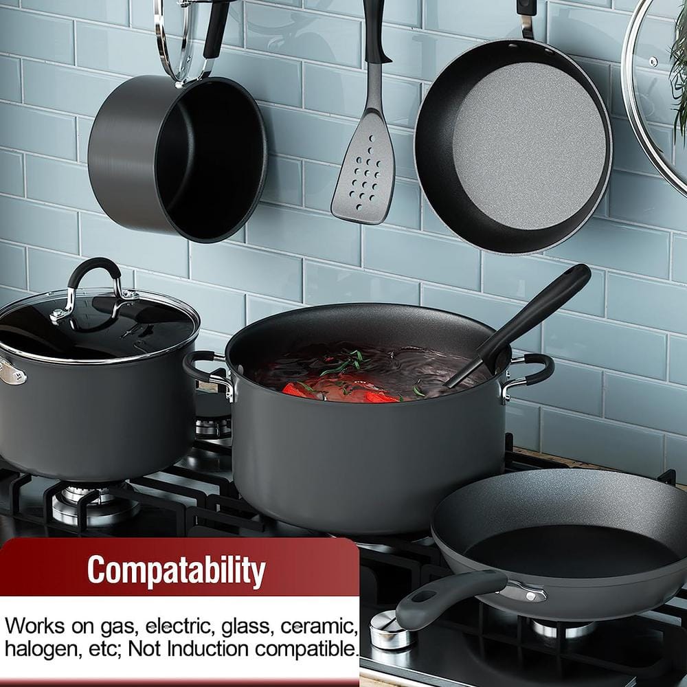2.5 Quart Black Aluminum Nonstick Saucepan with Glass Lid
