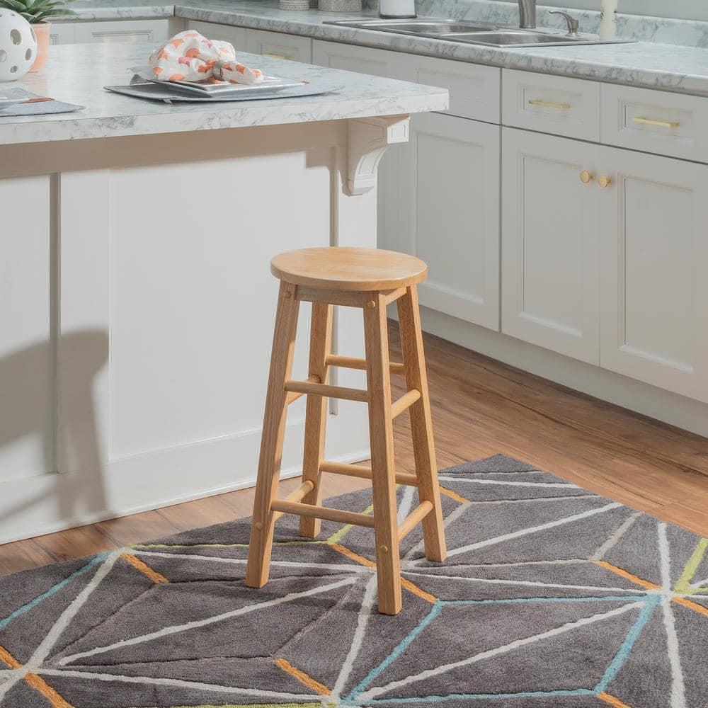 24" Brown Wood Backless Counter Stool