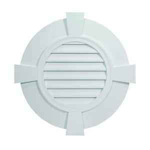 38 in. x 38 in. Round White Polyurethane Weather Resistant Gable Louver Vent