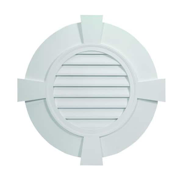 Fypon 38 in. x 38 in. Round White Polyurethane Weather Resistant Gable Louver Vent