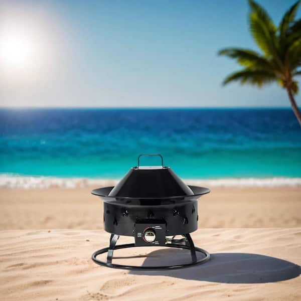 Mini Fire Pit, Outdoor Round Portable Fire Pit, Black Steel