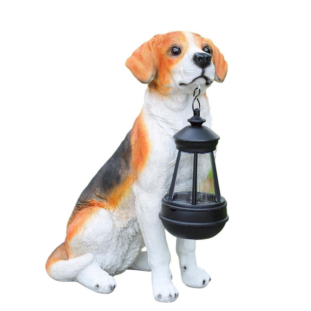 Solar Dog Statue Outdoor Decor-Beagle Dog Statue With Solar Lights