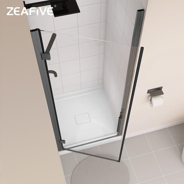 Zeafive 30 to 31-1/4 in. W x 72 in. H Pivot Swing Frameless Shower