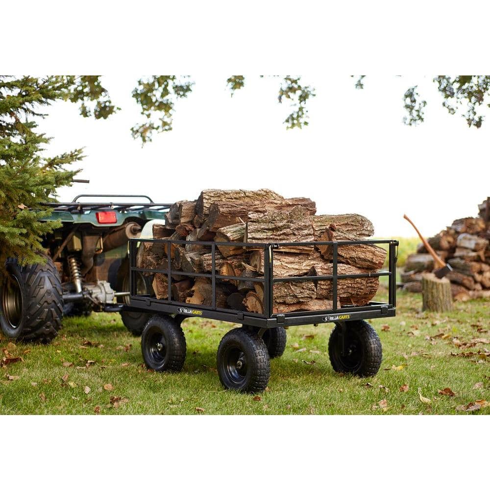 Black Heavy-Duty Steel Utility Wagon with Removable Sides