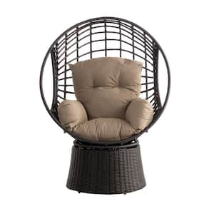 Brown Nadine DS Swivel Tear Drop Lounger made with resin wicker Sunbelieveable Dune Cushion Inclusive