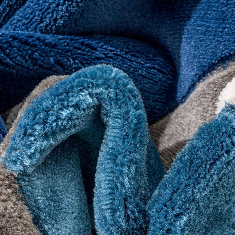 Modern Geometric Blue Synthetic 5' x 7' Easy-Care Area Rug