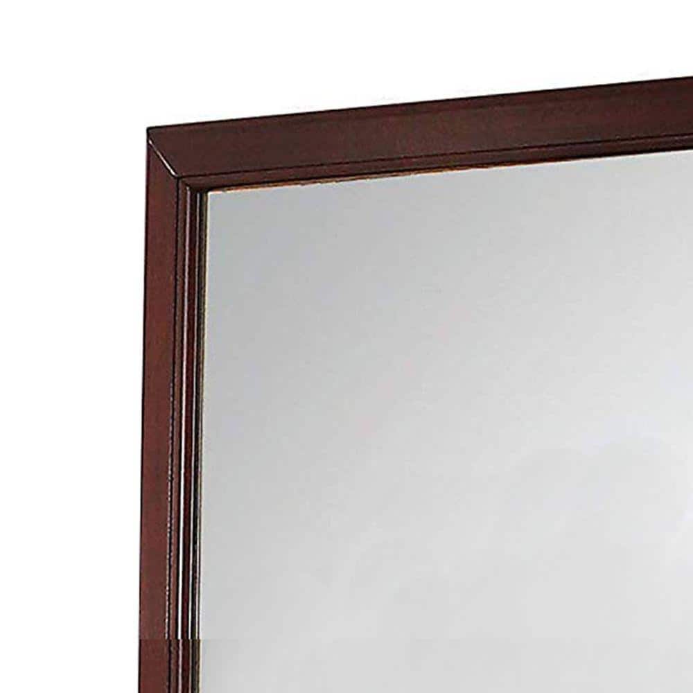Rectangular Cherry Brown and Silver Wood Dresser Mirror