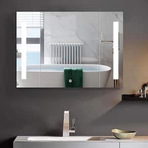 36 in. W x 26 in. H Rectangular Aluminum Medicine Cabinet with Mirror and Lights