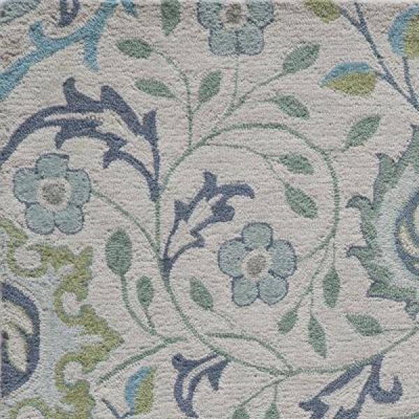 Blue Floral Hand-Tufted Wool Runner Rug, 2'3" x 8'