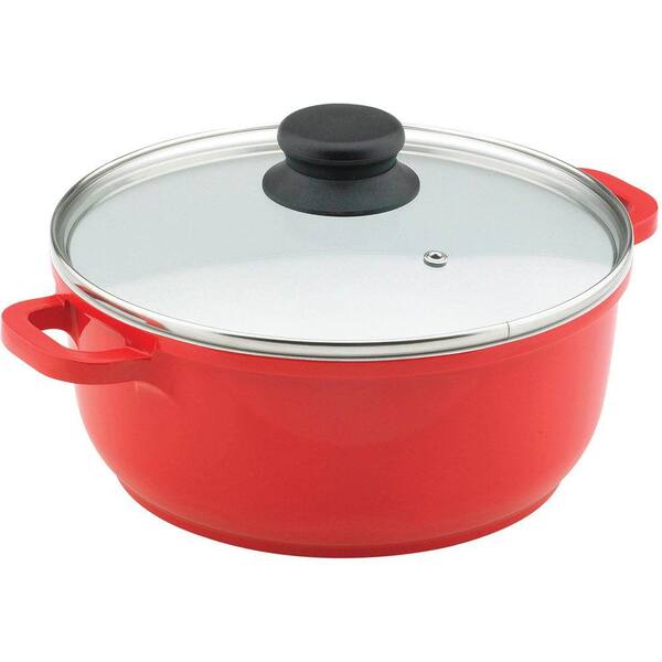 Vinaroz 4.2 qt. Aluminum Casserole with Ceramic Non-Stick Coating in Red