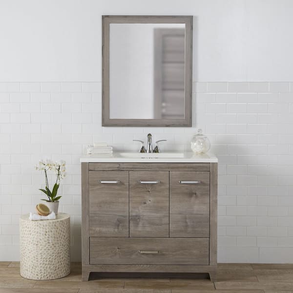Home Decorators Collection Oracle 36.5 in. W x 19 in. D x 33 in. H Single Sink Bath Vanity in White Washed Oak with White Cultured Marble Top