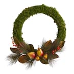 Nearly Natural Mixed Peony And Berry 20 In. Artificial Wreath 4537