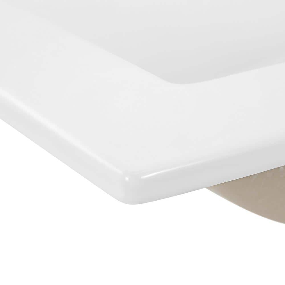 White Ceramic 20" Rectangular Single Sink Basin Vanity Top