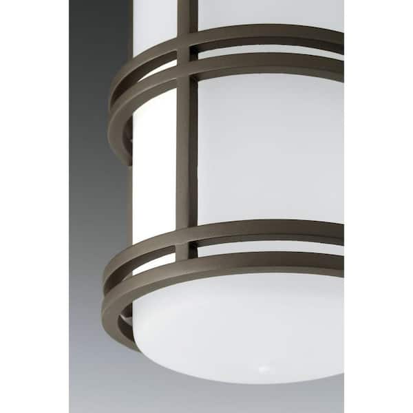 Bell LED Collection 1-Light Antique Bronze Etched Glass Craftsman Outdoor Wall Lantern Light