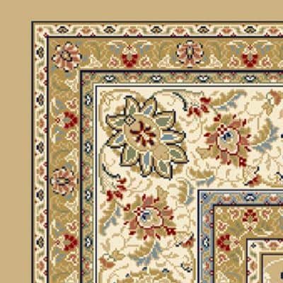 Ivory and Light Gold Hand-Knotted Synthetic Runner Rug