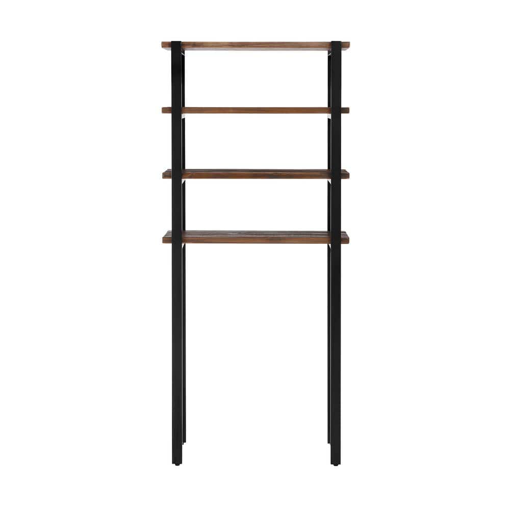 Pomona Black and Wood Over-the-Toilet 4-Shelf Storage