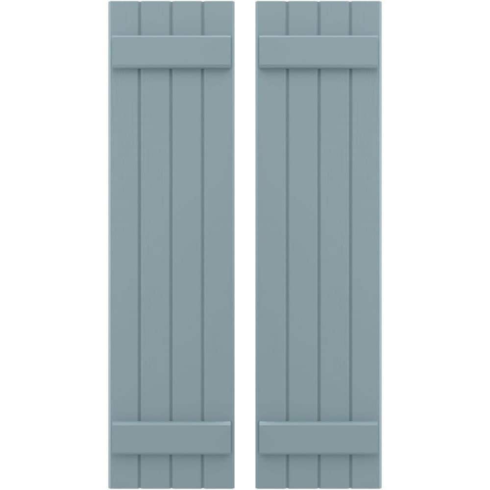 14 in. W x 54 in. H Americraft 4 Board Exterior Real Wood Joined Board and Batten Shutters Peaceful Blue price history on PriceWatchPro