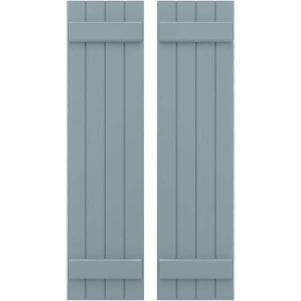 Ekena Millwork 14-in W x 71-in H Americraft 4 Board Exterior Real Wood Joined Board and Batten Shutters Peaceful Blue