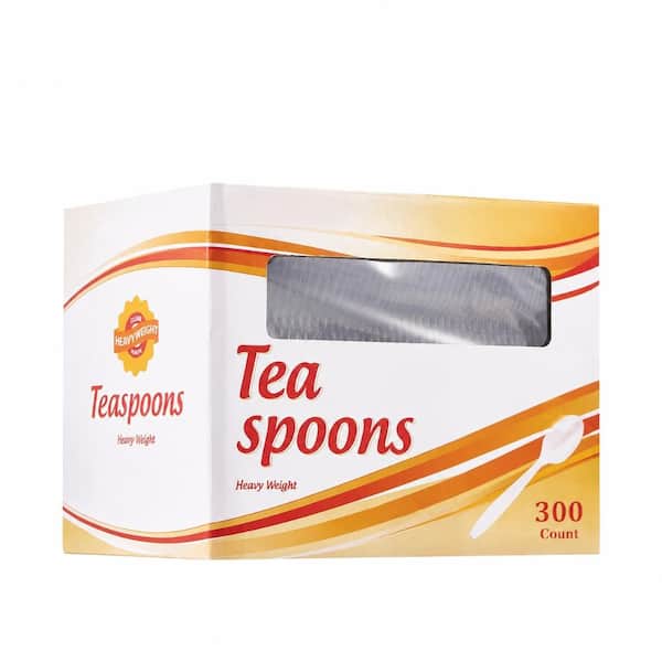 300-Count Crystal Clear Heavy-Duty Polystyrene Disposable Spoons, Bulk Flatware for Parties and Restaurants