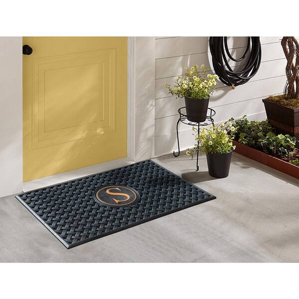 A1hc 100% Pure Rubber Monogrammed Front Door Mat 24 x39 Doormat, Indoor/ Outdoor Use - S