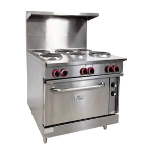 36 in. W 6-Burner Commercial Electric Hot Plate Range 208-Volt 3-Phase in stainless