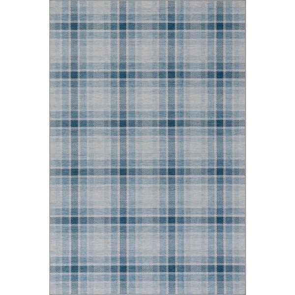 Ombre Machine Washable Blue 6 ft. x 9 ft. Indoor Area Rug