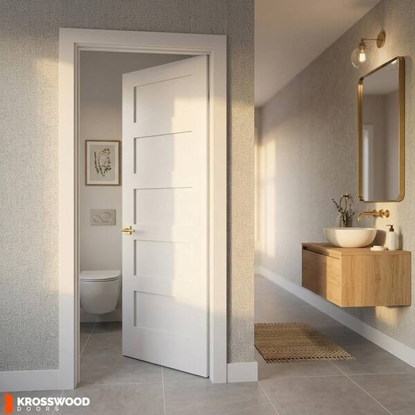 Krosswood Doors 18 in. x 80 in. Shaker 5-Panel Right-Hand Solid