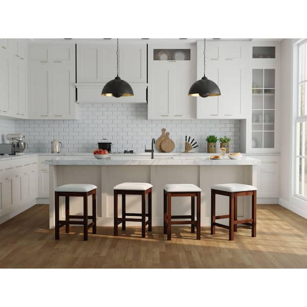 Carolina Chair & Table Tristan Golden Oak with White Polyester Upholstered Counter Stool (Set of 2)