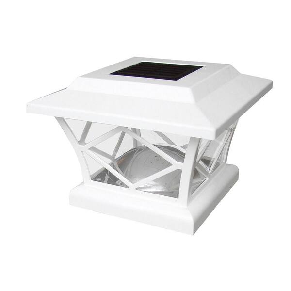 Unbranded 7 in. x 7 in. Solar Powered White Plastic Post Cap