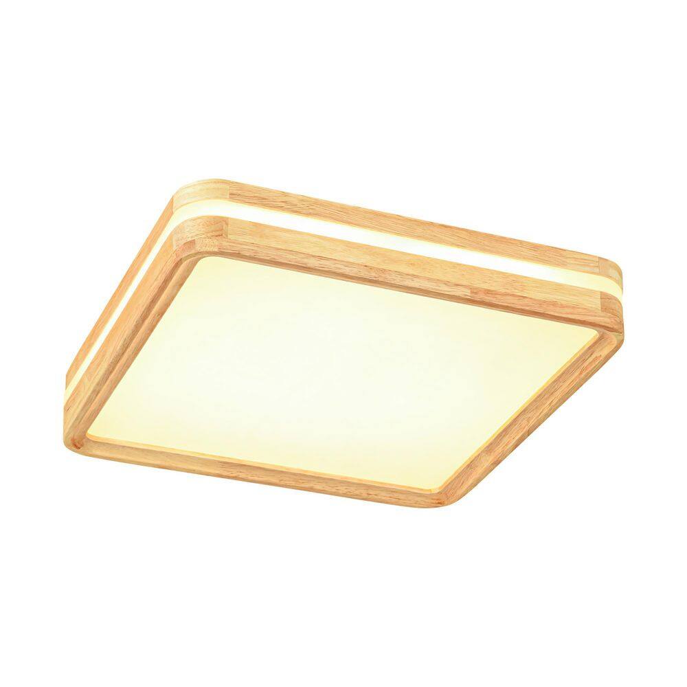 Hayden 15.75 in. 1-Light Farmhouse Wood Square Selectable CCT LED Semi-Flush Mount Ceiling Light for Foyers/Hallways price history on PriceWatchPro