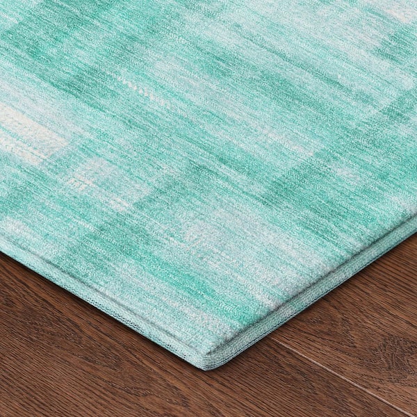 Mayfield Premium Machine Washable Abstract AMF2517 Teal 10 ft. x 14 ft. Area Rug