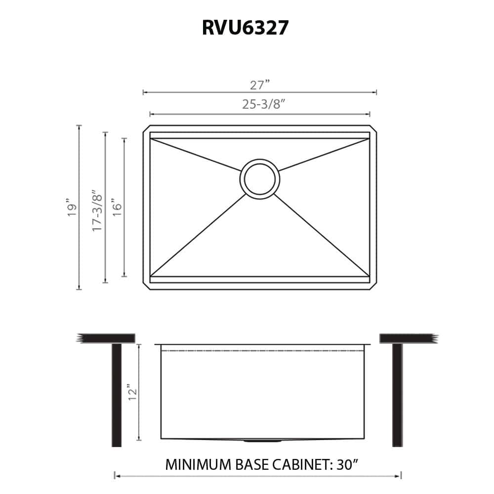 27" Stainless Steel Undermount Laundry Sink with Mahogany Cutting Board