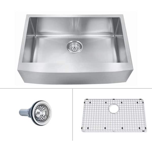 ECOSINKS Acero Platinum Combo Apron Front Commercial Grade Stainless Steel Single Basin Farmhouse Kitchen Sink-DISCONTINUED