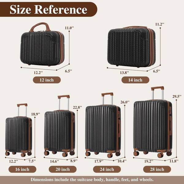 LIVACA 6-Piece Black Brown Durable Hardshell ABS Plastic Spinner