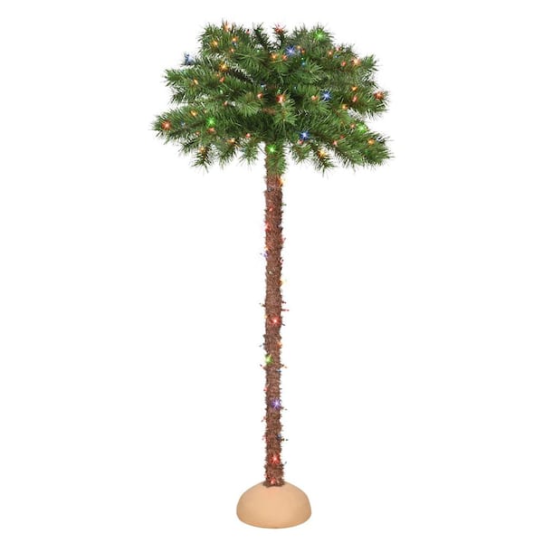 5 ft. Pre-Lit Palm Artificial Christmas Tree with 150 Multi-Color Lights